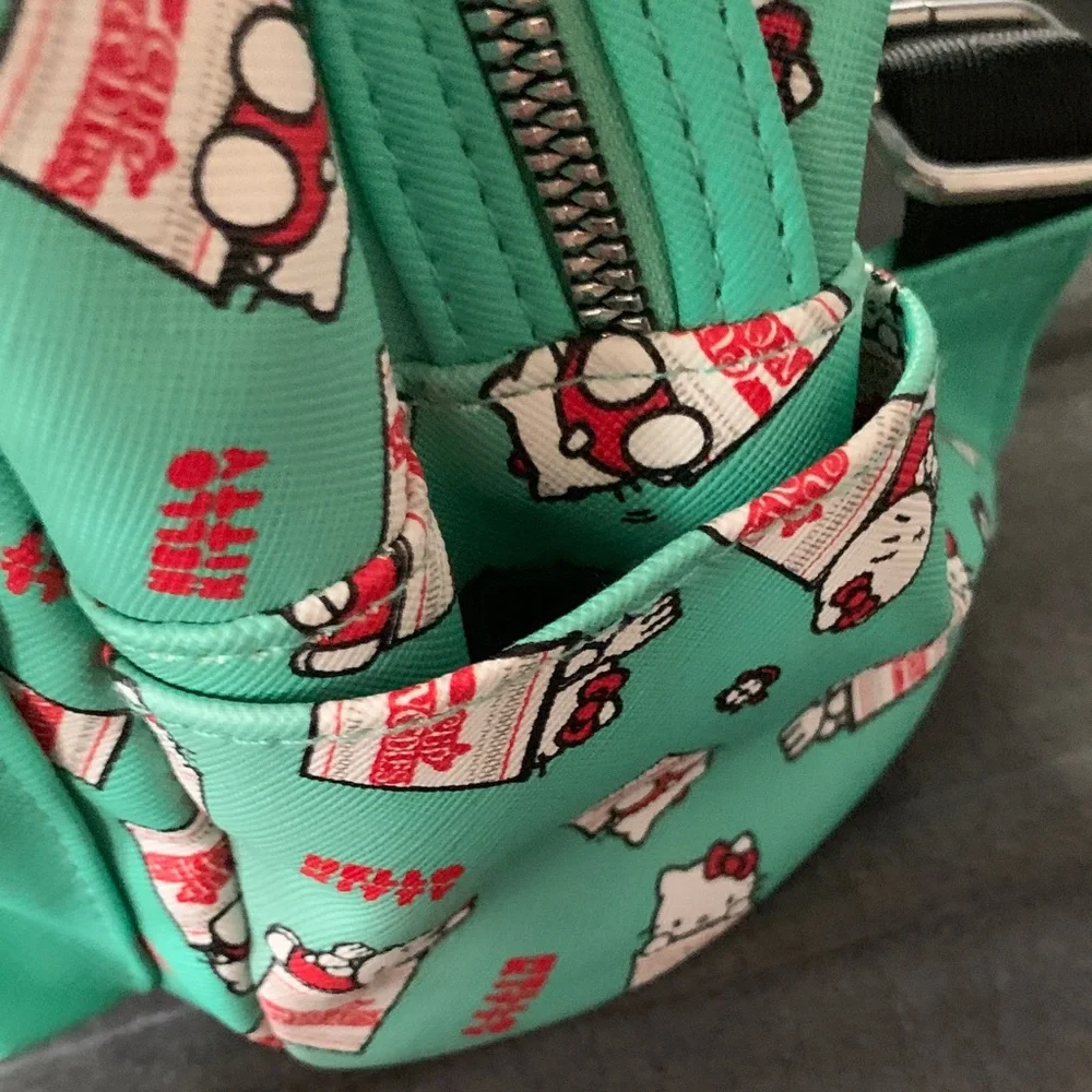 Hello Kitty Teal Mini Backpack with Cup Noodle Accents - Picture 4 of 10